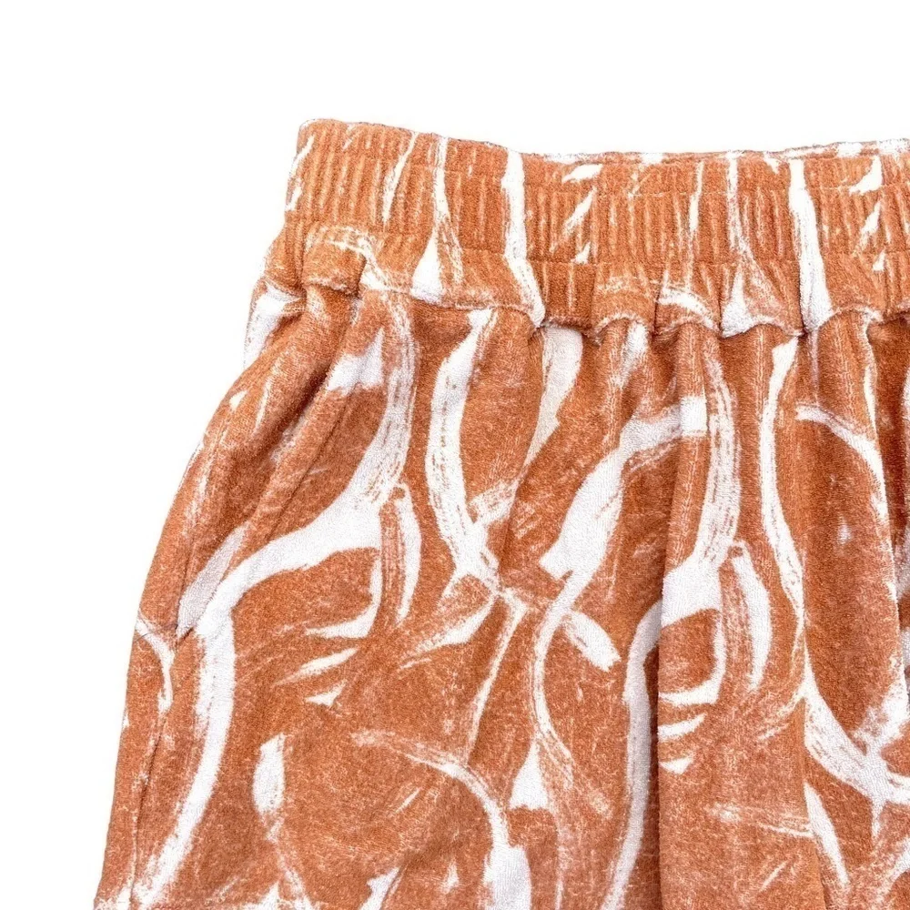 Stone Fox swim beach shorts summer lounge pull-on tan white women small